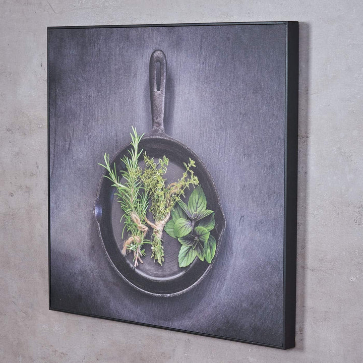 levandeo Wandbild 50x50cm PVC Rahmen Schwarz Küche Kräuter Kräuterpfanne Küchendeko Wanddeko Bild De