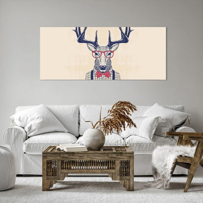 Wandbilder Dekoration Wohnzimmer Charakter Hirsch Illustration hipster Bilder auf Leinwand 120x50cm