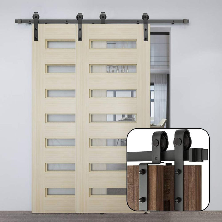 HOCONNIE 6FT/183cm Scheunentor Kit Scheunentor zum Schieben Scheunentor Schiebe Kit für Zusammenfall
