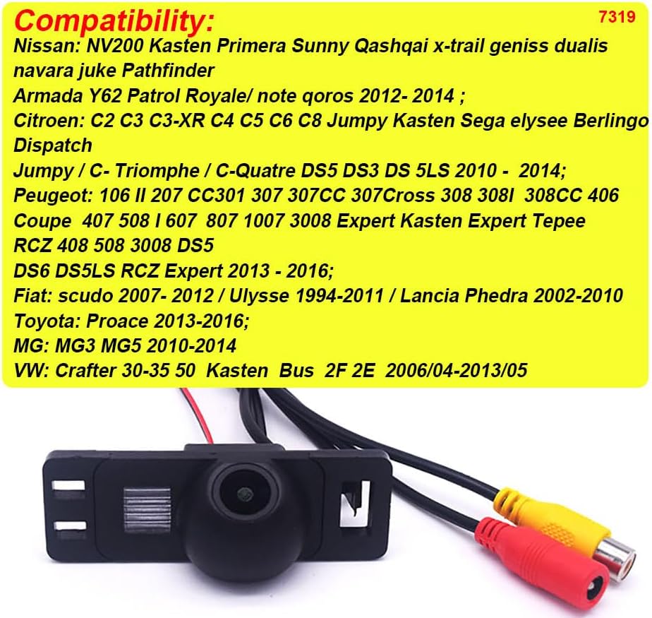 Auto Kamera Replacement for Peugeot 106 II 207 CC301 307CC 3081 308CC 406 Coupe 407 508 I 607 807 10