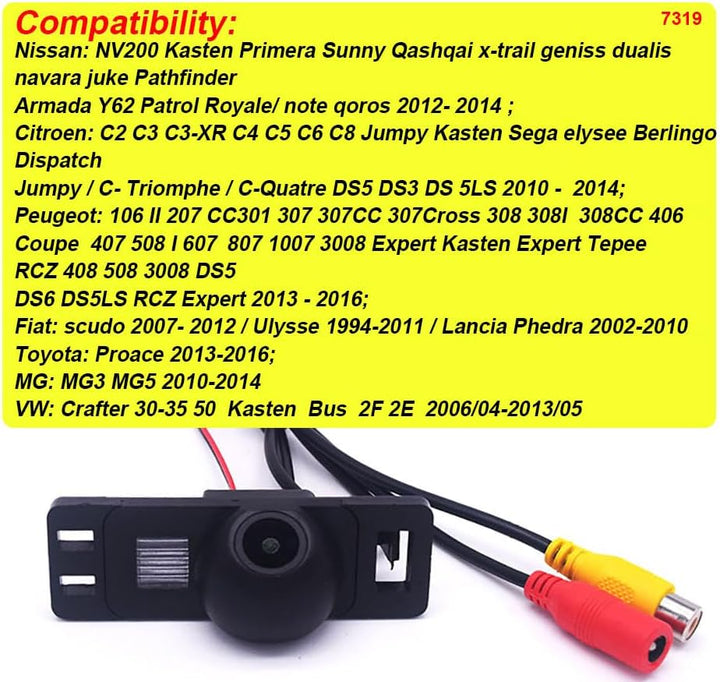 Auto Kamera Replacement for Peugeot 106 II 207 CC301 307CC 3081 308CC 406 Coupe 407 508 I 607 807 10