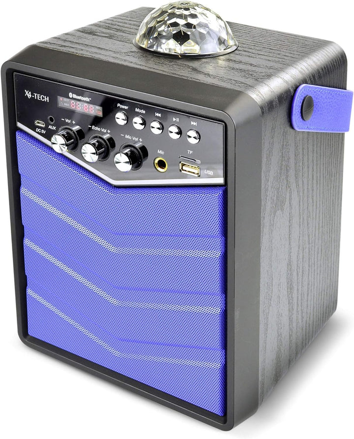 X4-TECH Rockstar – Tragbarer Bluetooth Lautsprecher - Mobile Soundanlage - Karaoke Anlage Party Disc