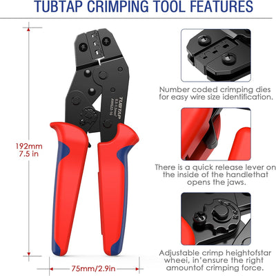 Crimpzange Flachsteckhülsen Set - TUBTAP® Flachsteckhülsenzange mit 300 stück Kabelstecker Tool Kit