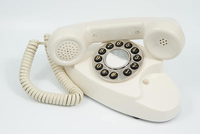 ProTelX Audrey Retro Telefon mit Tasten, 1950er-Jahre-Design Elfenbeinfarben, Elfenbeinfarben