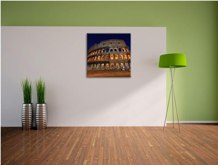 Colosseum in Rom, Format: 70x70 auf Leinwand, XXL riesige Bilder fertig gerahmt mit Keilrahmen, Kuns