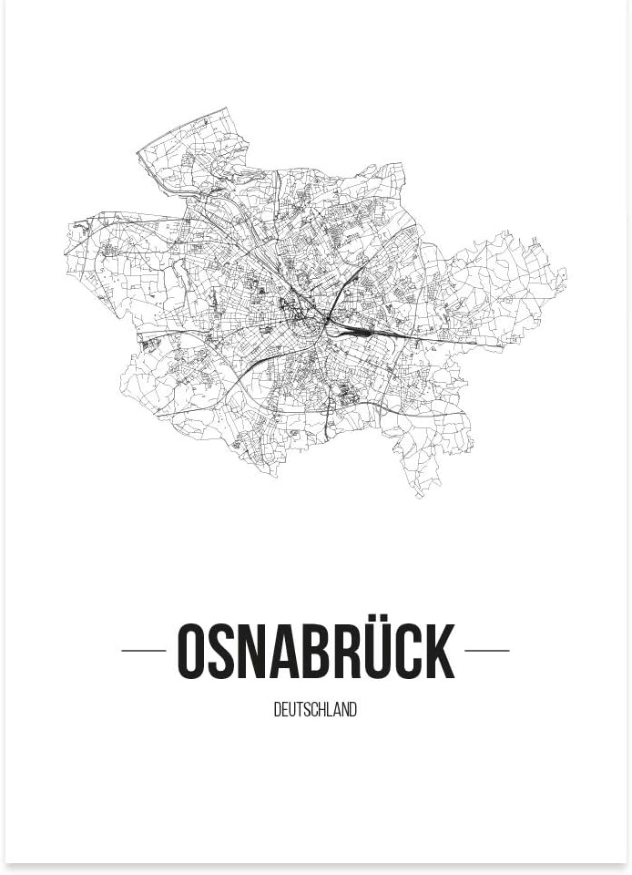 JUNIWORDS Stadtposter, Osnabrück, Wähle eine Grösse, 40 x 60 cm, Poster, Schrift B, Weiss 40 x 60 cm
