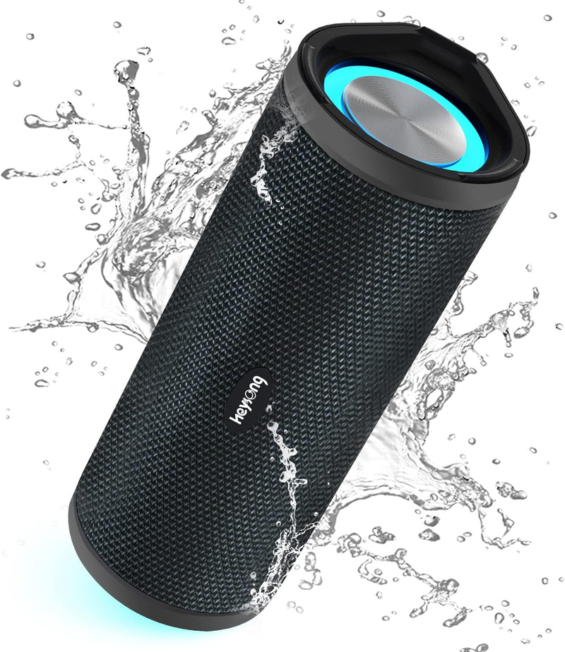 HEYSONG Bluetooth Lautsprecher, Musikbox mit Licht, IPX7 Wasserdicht, 40h Akku, Micro SD-Karte, Dual