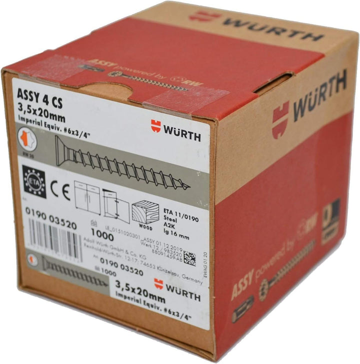 ASSY 4 CS Stahl verzinkt Vollgewinde Senkkopf RW, SHR-SEKPF-HO-RW20-(A2K)-3,5X20/16