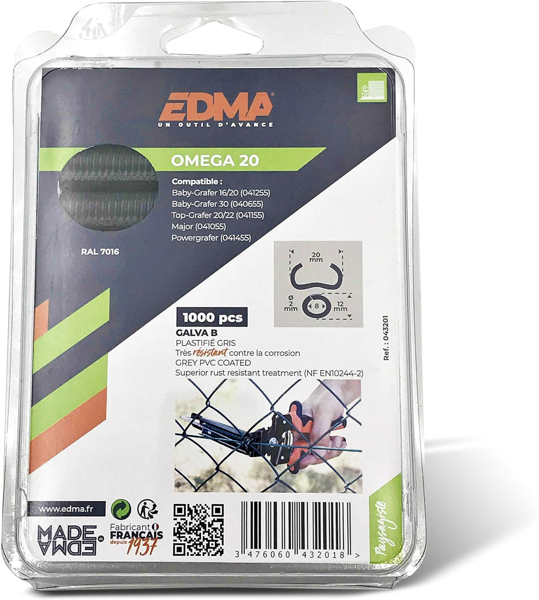 Omega 20 Zaunringe - Verzinkt Grau - 1000 Stück