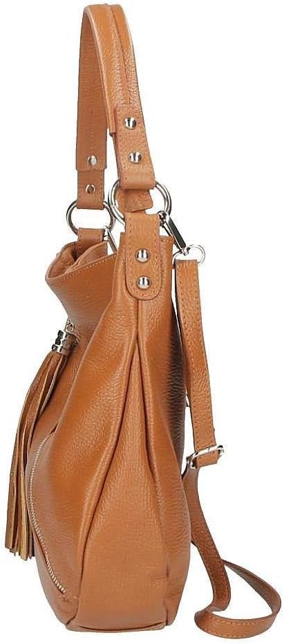 Made in Italy Damen Leder Tasche Shopper Schultertasche City Bag Crossover Umhängetasche Henkeltasch