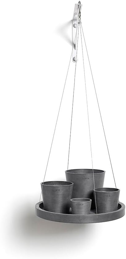 ECOPOTS Untersetzer hängend ø 36 cm grau rund - NUR Topfuntersetzer - OHNE TÖPFE - Unterteller für P