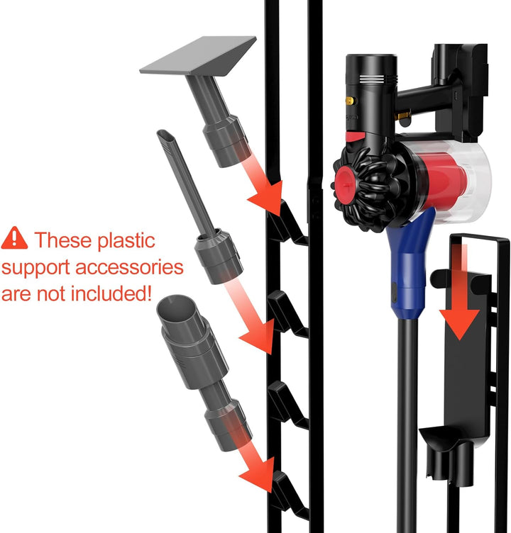 Fousenuk Vacuum Cleaner Stand Schwarz, Staubsaugerständer Metall Kein Bohren Bodenständer, Standfuss