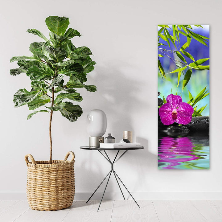 Feeby Bild auf Leinwand Orchidee Kunstdruck modern Blume Violett 30x90 cm Leinwandbild 30x90 cm Viol