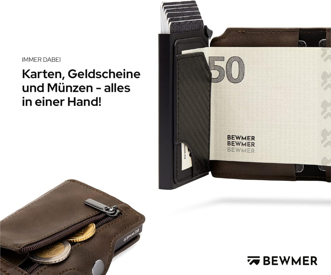 BEWMER 1 Geschütztes Kartenetui | Slim Wallet für Männer und Frauen | Kartenhalter mit RFID-Schutz u