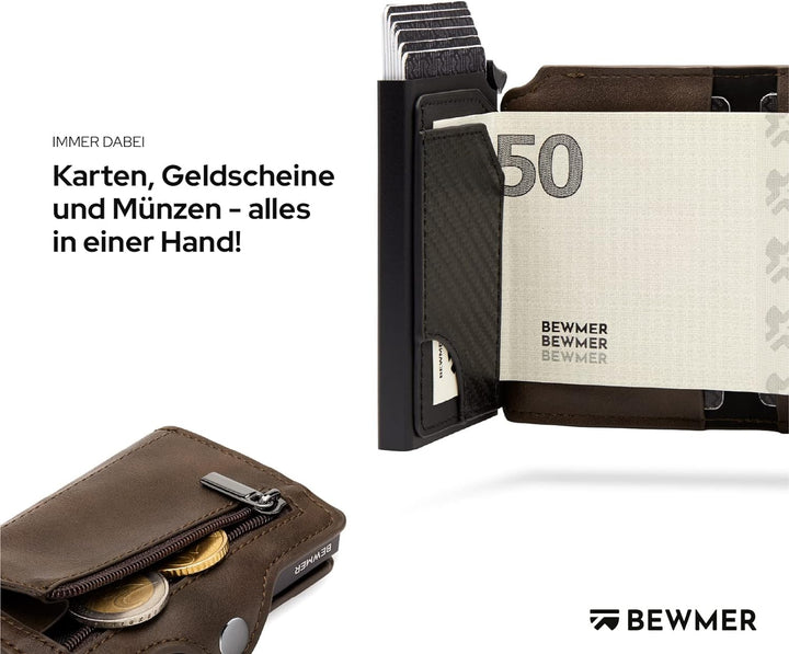 BEWMER 1 Geschütztes Kartenetui | Slim Wallet für Männer und Frauen | Kartenhalter mit RFID-Schutz u