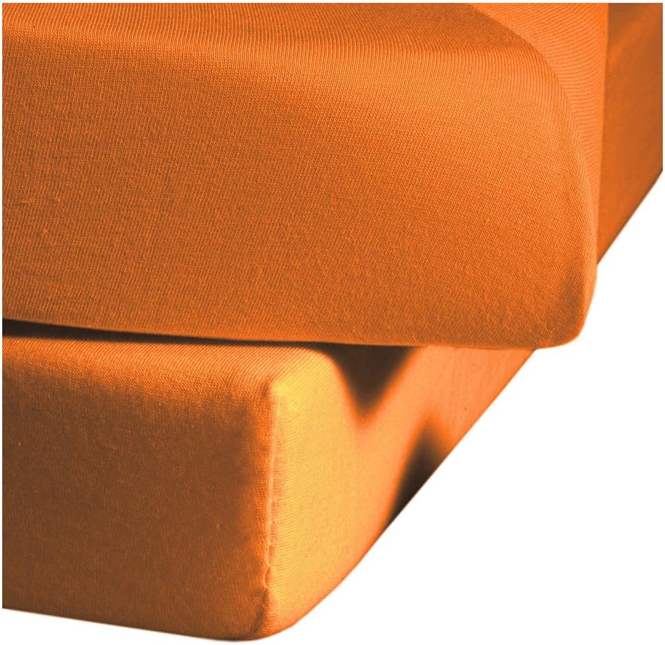 fleuresse Comfort Spannbettlaken, Jersey, orange, 200 x 200 Orange 200 x 200, Orange 200 x 200