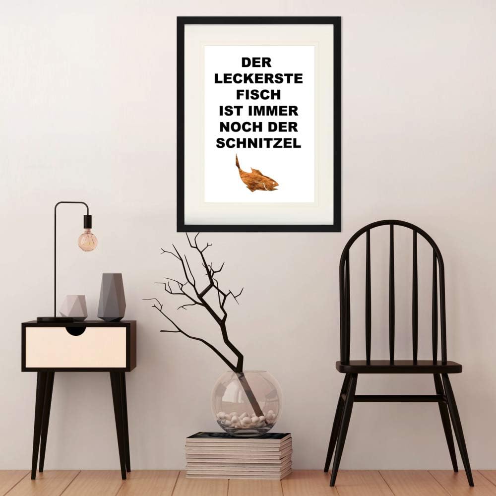 1art1 Spass Poster Der Leckerste Fisch Ist Immer Noch Der Schnitzel Gerahmtes Bild Mit Edlem Passepa