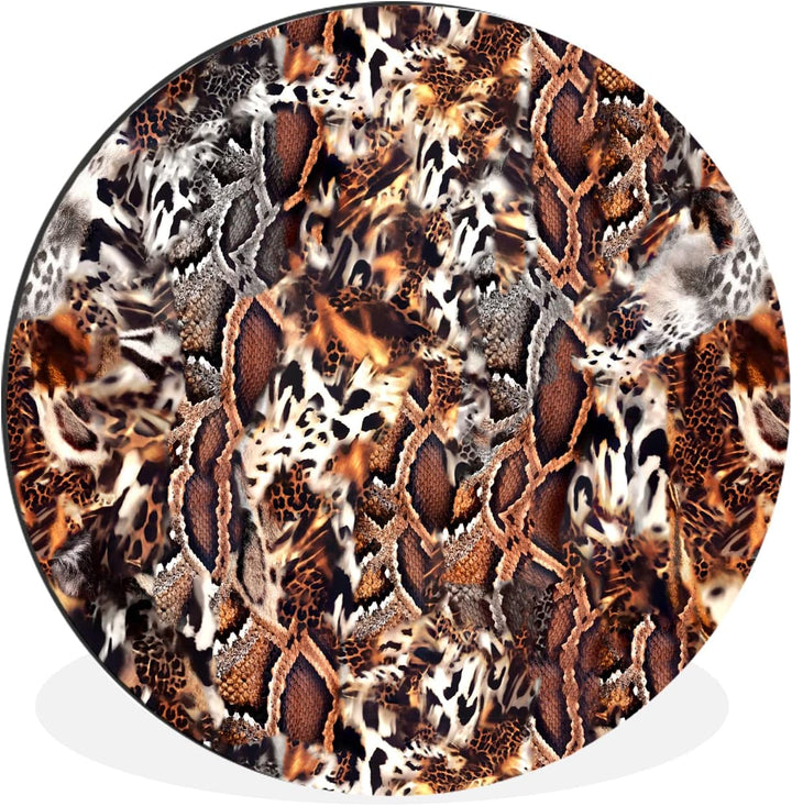 MuchoWow Wandbild Rund Wanddeko Deko Wohnzimmer Bilder 60x60 cm Tierdruck - Tiger - Tiere, 60x60 cm