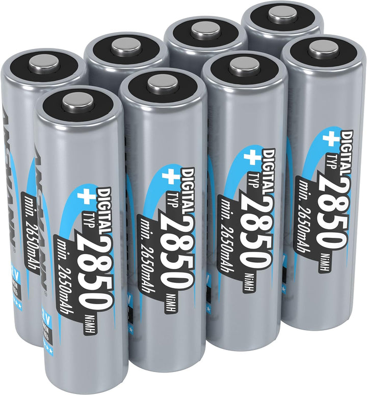 ANSMANN Akku AA Typ 2850 mAh, NiMH 1,2 V (8 Stück) & Akku AAA Typ 1100 mAh (min. 1050 mAh) NiMH 1,2