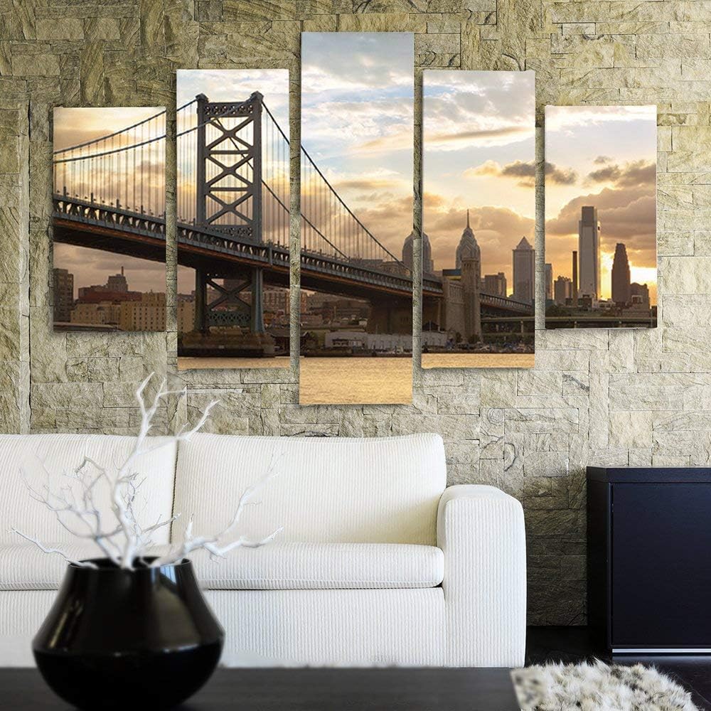 Feeby Frames, Leinwandbild Bilder Wand Bild - 5 Teile - Wandbilder Kunstdruck 200x100 cm, Typ A