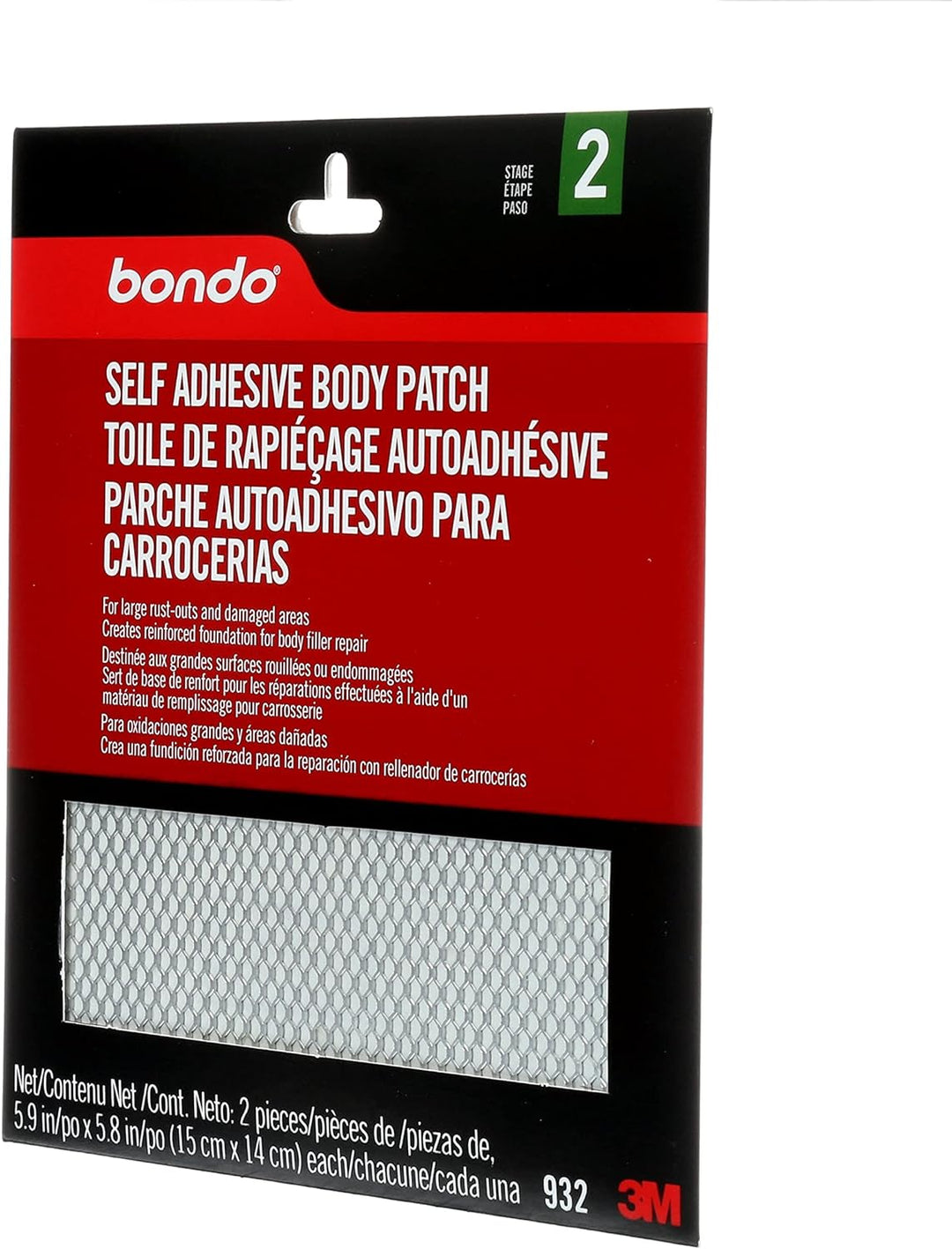 Bondo Body Patch Selbstklebend für grosse Rost und beschädigte Stellen, 2 Patches, 15,0 x 14,7 cm, 2