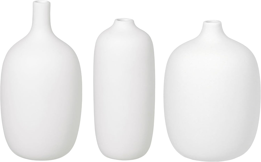 blomus 3er Set Vase -CEOLA- Blumenvase aus Keramik Weiss