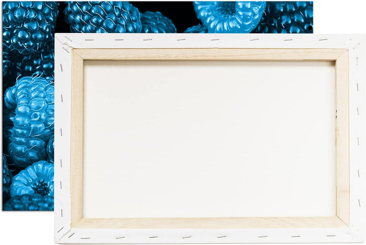 deyoli Himbeeren und Früchte Format 80x60 Effekt: Monocrome Blau als Leinwandbild, Motiv fertig gera