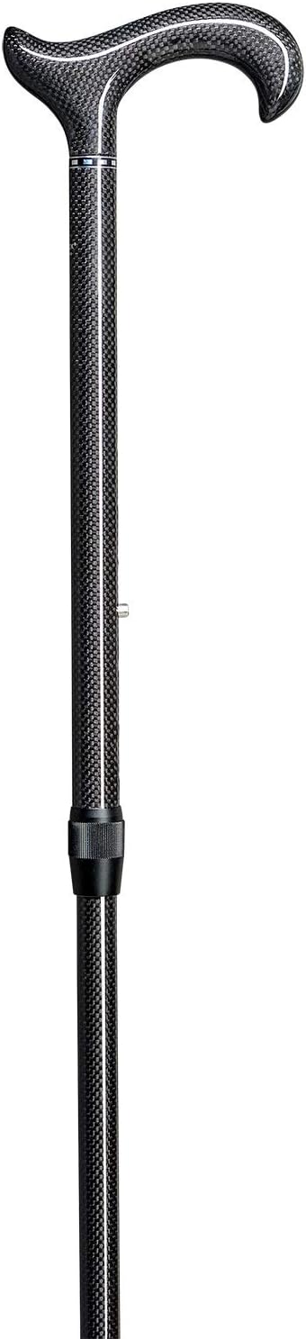 Gehstock Carbon-Derby Ergonomic, bequemer Derbygriff aus Carbon,anthrazit, aufgesetzt auf einen Stoc
