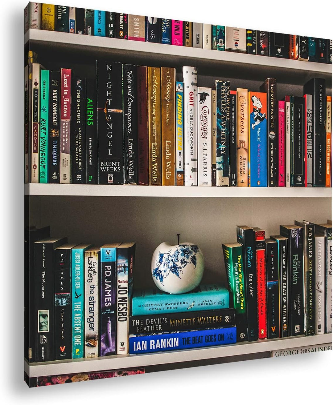 deyoli Rand volles Bücherregal Format: 60x60 cm als Leinwandbild, Motiv fertig gerahmt auf Echtholzr