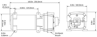 LIGHTEU®, Seaflo DC 12V 17L/Min 2,8 bar, 4 Kammer Wasserdruck Membranpumpe, 41s Druckpumpe für Marin