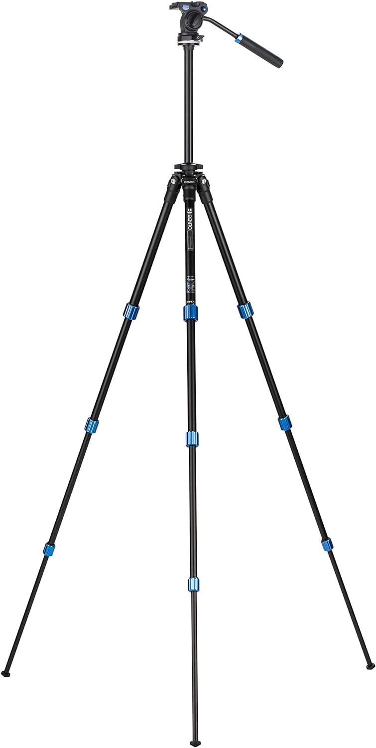BENRO Kit Trepied Slim Vidéo + Tête S2C - TSL08AS2CSH Aluminium, Aluminium