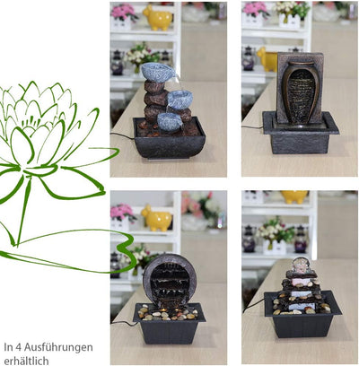 Zimmerbrunnen Tischbrunnen mit LED Beleuchtung Springbrunnen Raumbefeuchter Brunnen Geschenk (20x18x