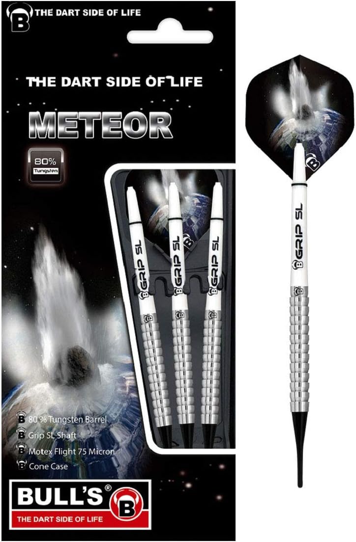 Meteor Soft Dart aus 80 % Tungsten. Dartset aus 3 Dartpfeilen, entwickelt mit über 10 Varianten, unt