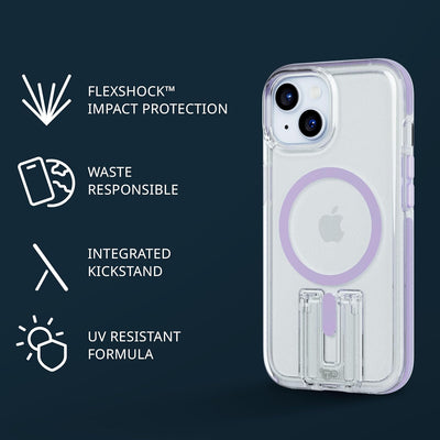 Tech21 Evo Crystal Kick Hülle für iPhone 15 - Kompatibel mit MagSafe - Aufprallschutz Hülle - Lila F