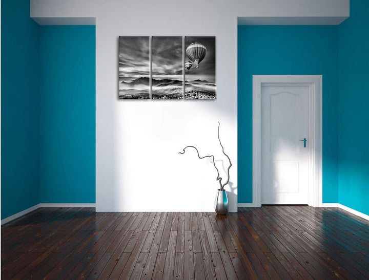 Pixxprint Heiss Luftballons Alpen als Leinwandbild/Grösse: 3 Teilig (120x80 cm) cm/Wandbild/Kunstdru