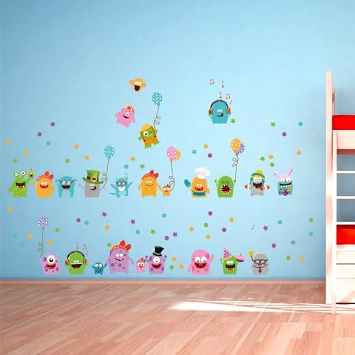 Wandkings Monster Wandsticker Megapack Set, 100 Aufkleber, Gesamtfläche 260 x 70 cm