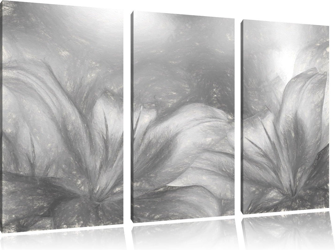 Pixxprint türkise Lilien Kunst als Leinwandbild/Grösse: 3 Teilig (120x80) / Wandbild/Kunstdruck/fert