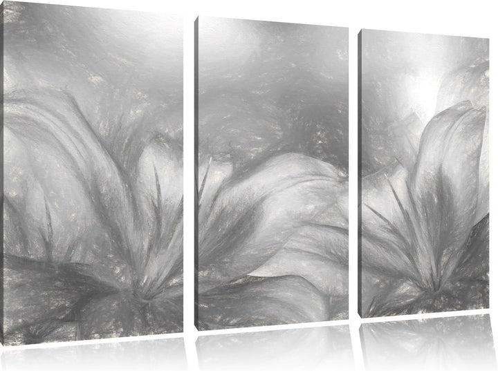 Pixxprint türkise Lilien Kunst als Leinwandbild/Grösse: 3 Teilig (120x80) / Wandbild/Kunstdruck/fert