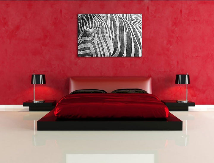 Zebra Porträt Deluxe Format: 100x70 cm auf Leinwand, XXL riesige Bilder fertig gerahmt mit Keilrahme