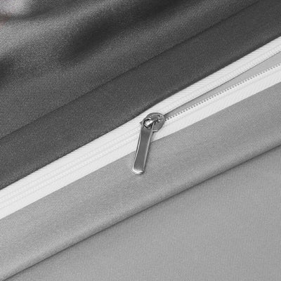 Luofanfei Bettwäsche Satin 200x220 Grau Hellgrau Glanzsatin Seiden Glatt Wende Bettwäsche Doppelbett