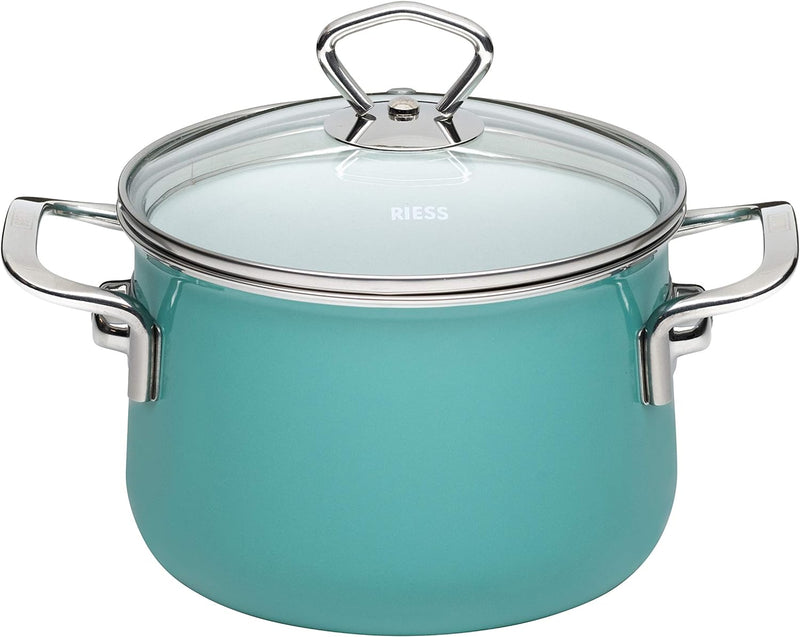Riess, 0701-110, Fleischtopf mit Glasdeckel 16, NOUVELLE - NATURE GREEN EXTRA STARK, Durchmesser 16