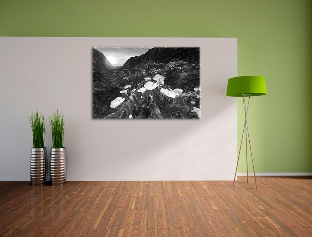 Pixxprint Blumenwiese in den Bergen als Leinwandbild/Grösse: 100x70 cm/Wandbild/Kunstdruck/fertig be