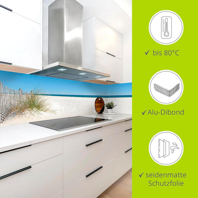 ARTland Spritzschutz Küche aus Alu für Herd Spüle 70x55 cm (BxH) Küchenrückwand mit Motiv Natur Stra