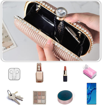 CORIOS Clutch Tasche Damen Strass Abendtasche Klein Tasche Elegante Schultertasche Shiny Diamant Han