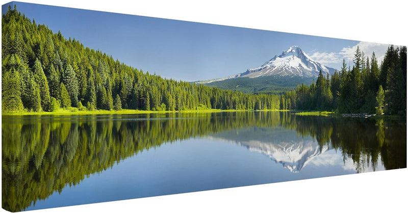 Bilderwelten Leinwandbild - Vulkan mit Wasserspiegelung - Panorama Quer, 40cm x 120cm, 40cm x 120cm