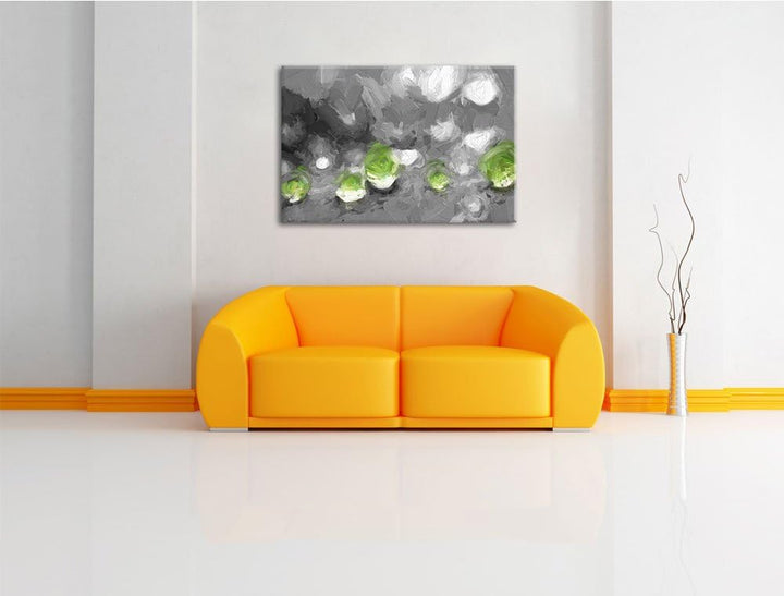 winzige Wassertropfen auf Blatt schwarz/weiss Deluxe Format: 100x70 cm auf Leinwand, XXL riesige Bil