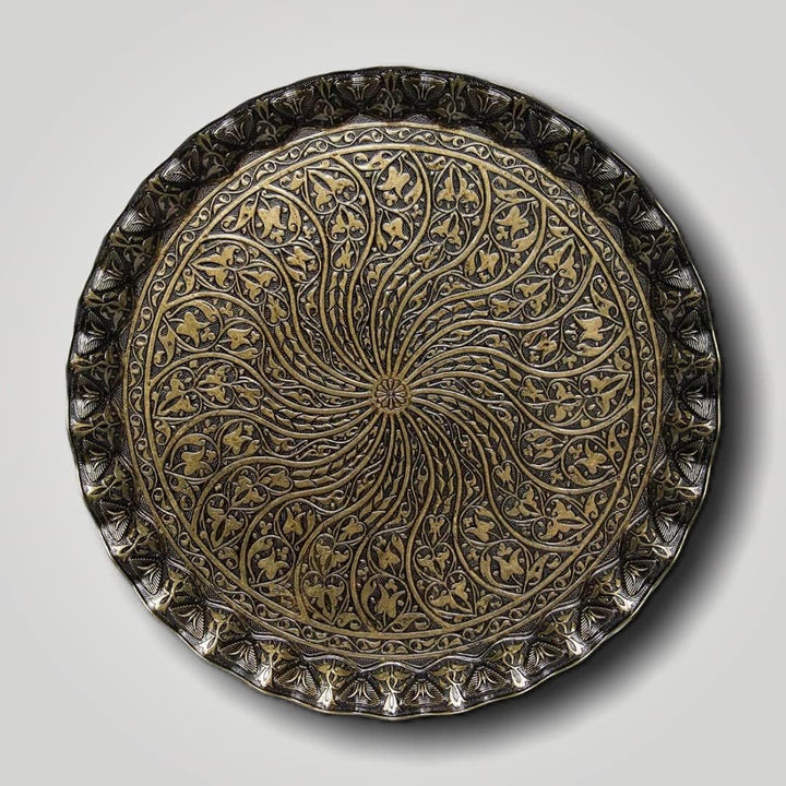 Alisveristime Türkisches osmanisches Serviertablett für Kaffee und Tee, 30 cm, gewelltes Zamak-Table