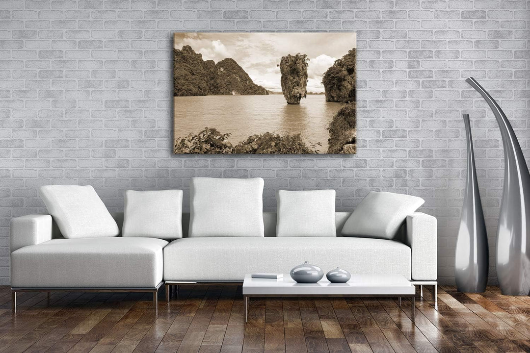 deyoli exotische Inseln in Thailand Format: 80x60 Effekt: Sepia als Leinwand, Motiv fertig gerahmt a