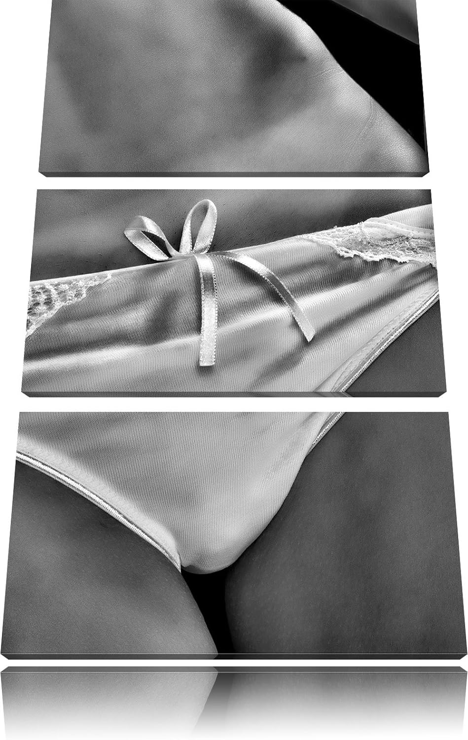 Pixxprint Sexy weisse Dessous als Leinwandbild/Grösse: 3 Teilig (120x80) cm/Wandbild/Kunstdruck/fert