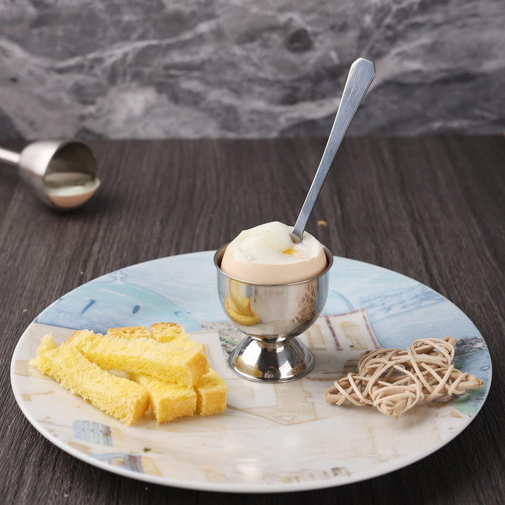 Eierbecher aus Edelstahl für weich gekochte Eier 12er Set Eierhalter Tablett, 12